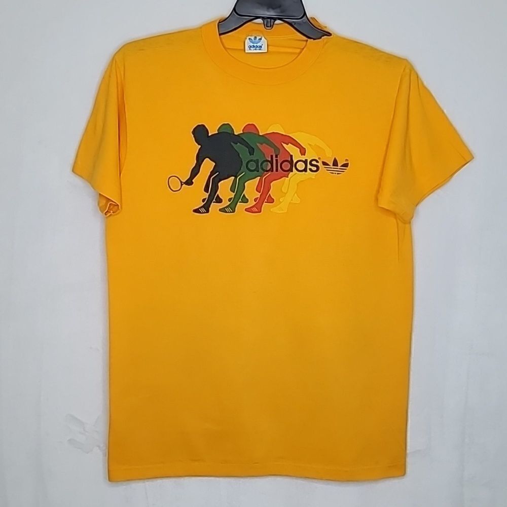 Rare 1970s Rainbow Racquetball Adidas Trefoil T Shirt Size XL